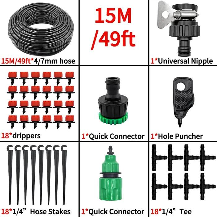 Kit d'arrosage par Micro goutte à goutte 15M-25M