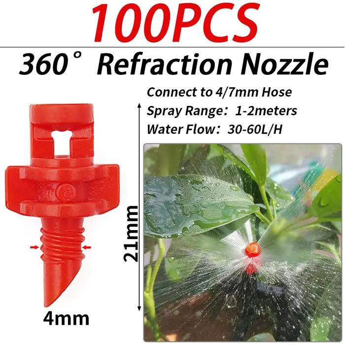 100 PIÈCES 90-360 ° Micro-asperseurs d'irrigation goutte à goutte à filetage mâle pour serres et j
