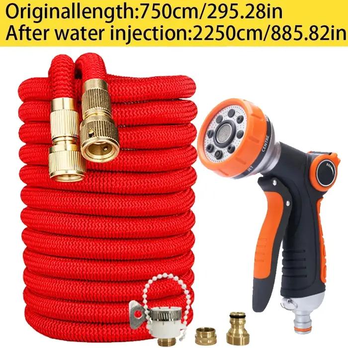 Tuyau d'arrosage haute pression en caoutchouc bimétallique pour jardin et lavage de voiture rouge 25 pieds 125 piedsOptionsResolver