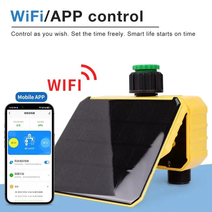 Minuterie d'arrosage solaire WiFi pour jardin numérique LCD contrôle de valve d'eau système d'irrigation intelligent automatique extérieur occasions spéciales