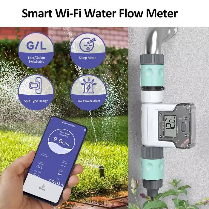 Compteur de débit d'eau WiFi pour tuyau d'arrosage