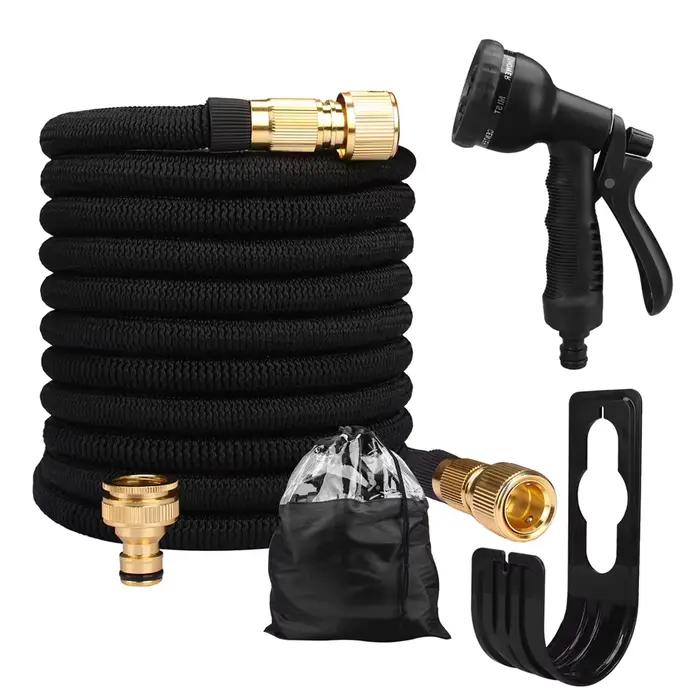 Tuyau d'eau extensible avec connecteur métallique pour jardin, flexible et facile à rembobiner pour arrosage et lavage de voiture