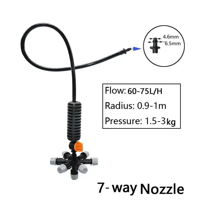 Système d'irrigation par brouillard pour serre de jardin kit de pulvérisation réglable à 4/5/6/7 voies système d'atomisation d'humidification et de refroidissement pour parc occaions spéciales