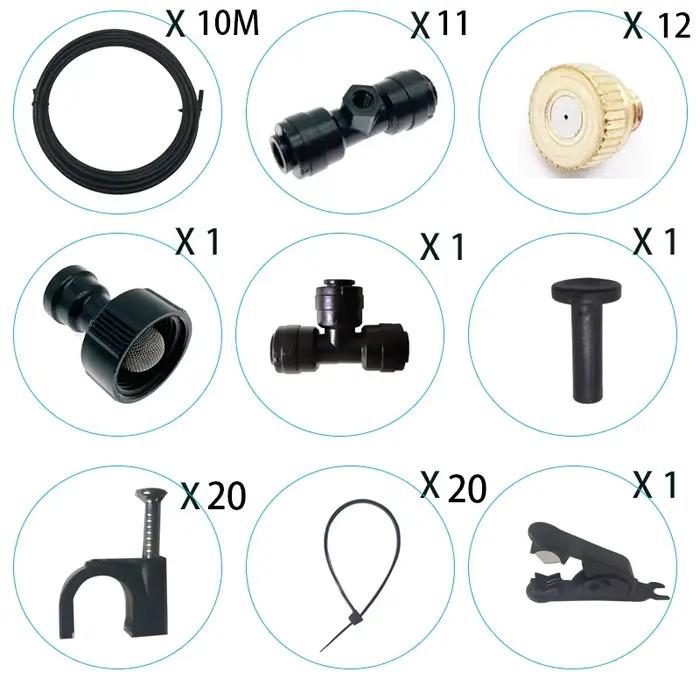 Système de brumisation DIY pour extérieur, pulvérisateur de jardin, ligne de brumisation de 10 m, 12