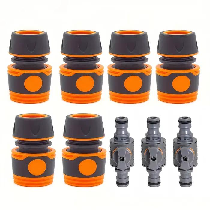 Kit de tuyau d'arrosage 9 pièces – Connecteurs rapides avec valve réglable, plastique durable pour t