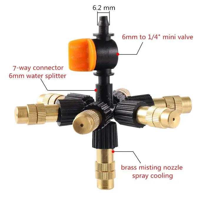 Suspendu avec Valve 4/5/6/7 voies buse de brumisation en laiton Kit d'arrosage de refroidissement par atomisation réglab