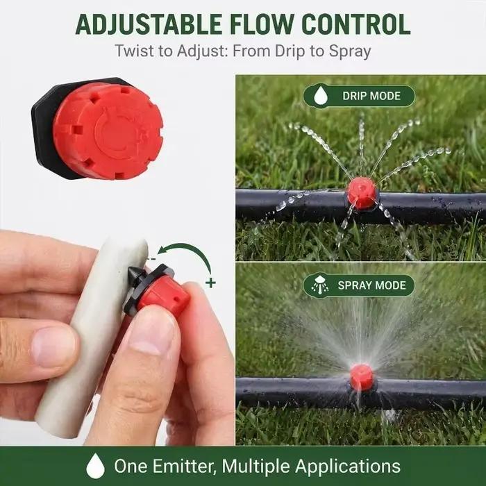 Émetteurs d'irrigation goutte-à-goutte en plastique pour potagers, aménagement paysager et plantes en pot, réglables et faciles à installer pour un jardin verdoyant