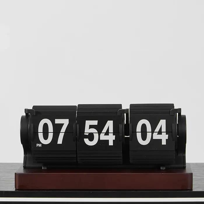 Horloge à bascule en bois avec affichage des secondes, minuteur à retournement automatique, objet dé