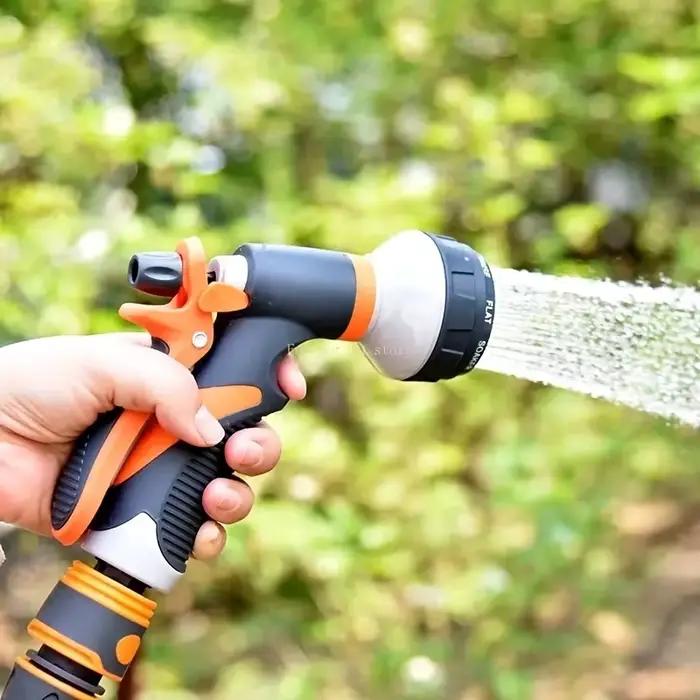 Tuyau d'arrosage pour la maison et le jardin avec joint bimétallique flexible et pistolet à eau réglable pour lavage de