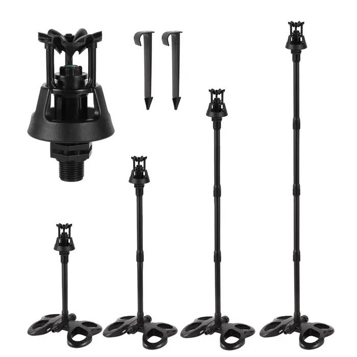 Arroseur pivotant oscillant en plastique robuste pour jardin avec rallonge, buse éloignée et rotation automatique de 360° pour pelouse, verger et parc