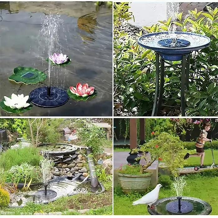 Fontaine solaire avec panneau solaire flottant pour bain d'oiseaux, aquarium, petit étang, jardin, piscine extérieure et décoration d'étang