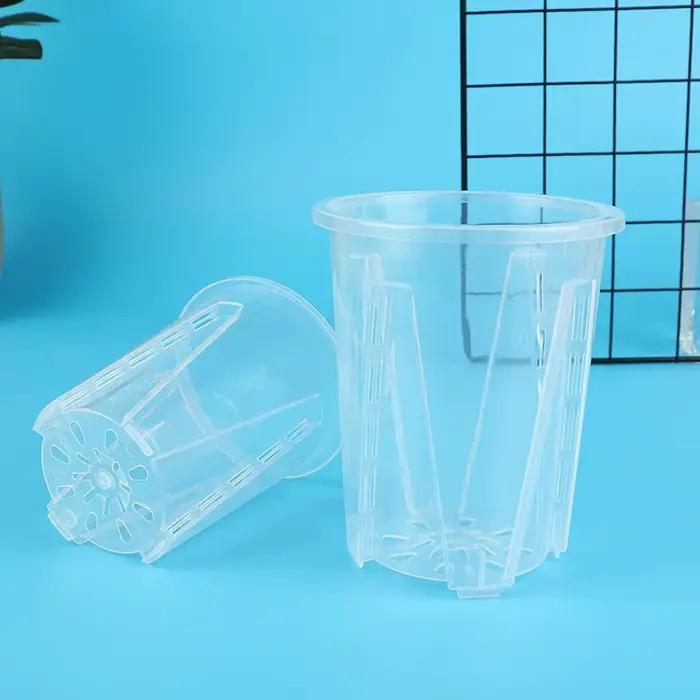 Pot de plante en plastique transparent, porte-fleur cylindrique, plan végétal durable, anti-déformat