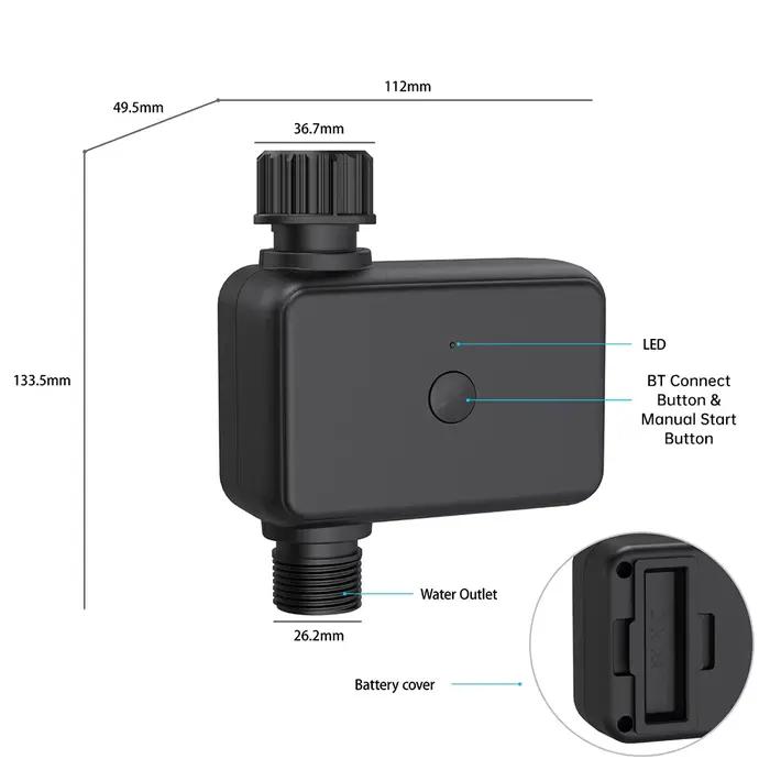 Vanne d'arrosage intelligente Bluetooth pour jardin avec minuterie, télécommande mobile, filtre intégré et arroseur temporisé lavable pour maintenir votre espace vert en pleine forme