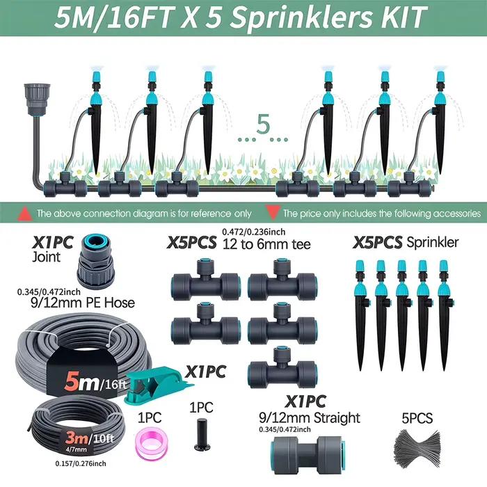 Tuyau d'irrigation de jardin en PE de 3/8'' (12 mm) - Système d'arrosage 360° ° Arroseur micro-pul