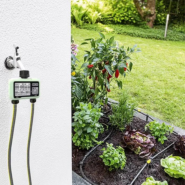 Système d'arrosage intelligent à double sortie avec minuterie pour jardin et extérieur Eshico HCT-32