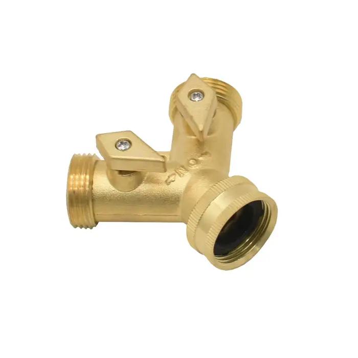 Séparateur d'eau du robinet de jardin à 2 voies en laiton, Valve d'irrigation 3/4 Y, connecteur rapi