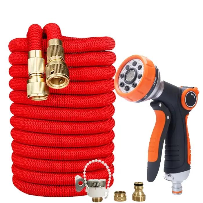 Tuyau d'arrosage haute pression en caoutchouc bimétallique pour jardin et lavage de voiture rouge 25 pieds 125 piedsOptionsResolver