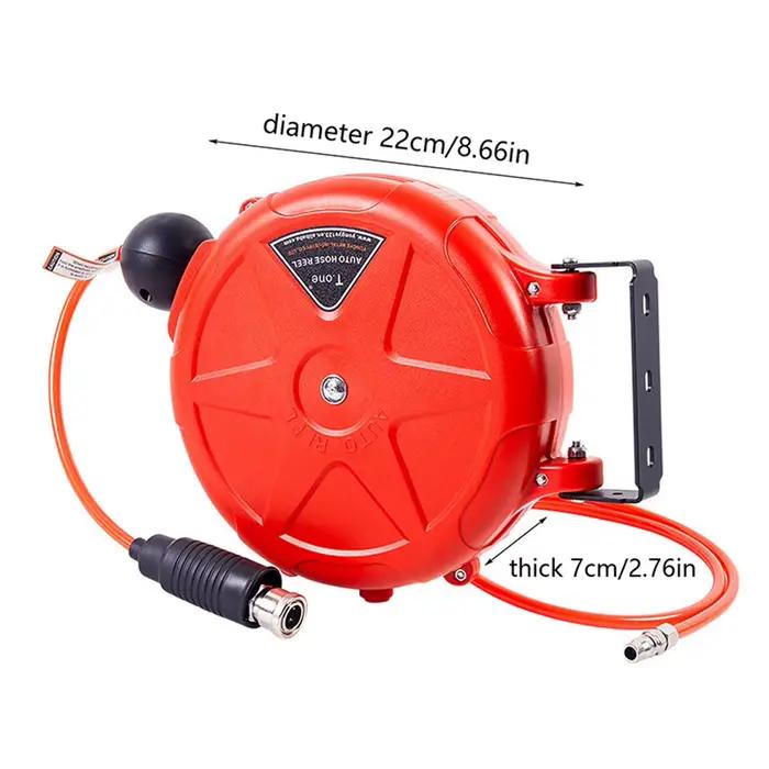 Enrouleur mural de 10m avec rembobinage automatique et connecteur rapide pour services lourds tube pneumatique PU gris clair city wolf jardinage nettoyage extérieur occassions spéciales