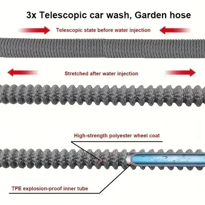 Tuyau magique extensible gris avec buse haute pression