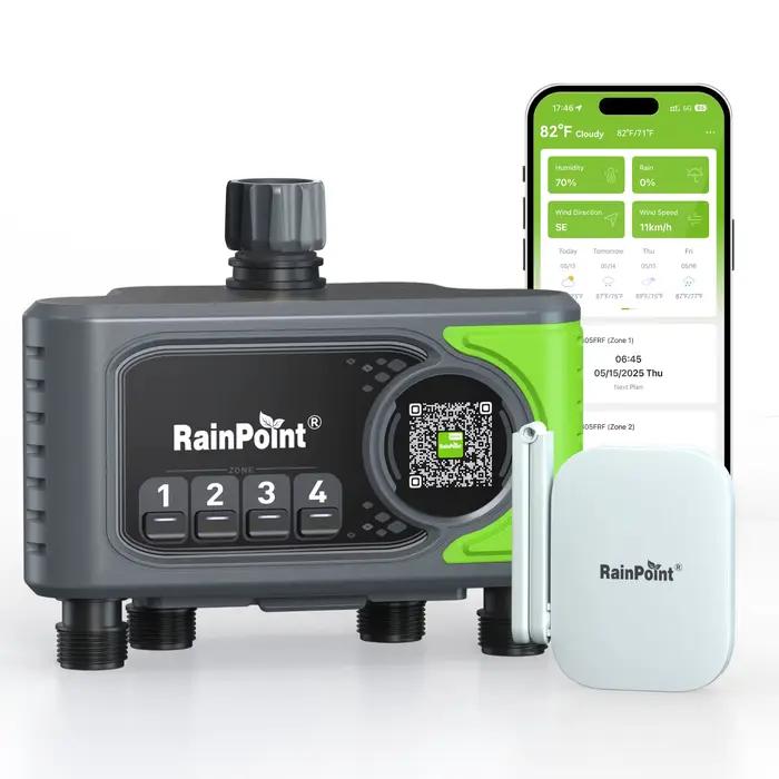 RainPoint – minuterie d'eau WiFi pour jardin, 4 Zones, minuterie d'irrigation automatique, contrôleu