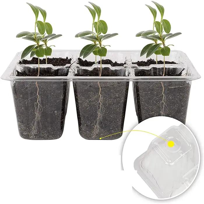 Pots de plantes en plastique avec trou de 6/12 cellules, boîte de culture, pots de semis de plantes,