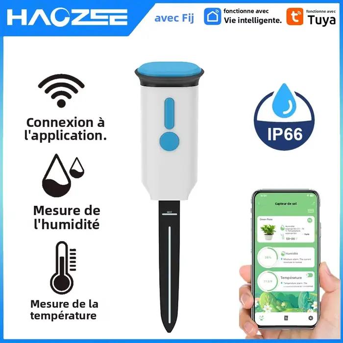 Haozee Tuya Smart WiFi Capteur d'Humidité du Sol Intelligent IP66 Étanche Moniteur de Température et d'Humidité en Temps Réel Automatisation de Jardin Pour Jardins Familiaux et Amateurs de Jardinage Occasions Spéciales