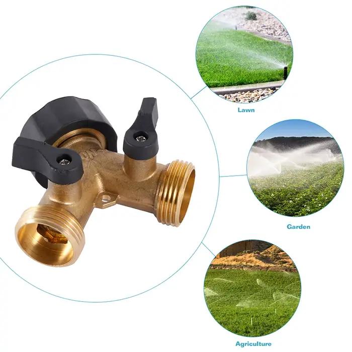 Mathiateur de Tuyau d'Arrosage à 2 Voies, Distributeur d'Eau de Jardin en Laiton Massif, Connecteur