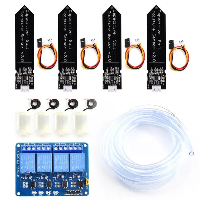 Système d'Irrigation Automatique Voktta 4 Canaux Arrosage Automatique DIY Kit Capteur d'Humidité du Sol Module de Relais Occasions Spéciales Jardin Serre Fleurs