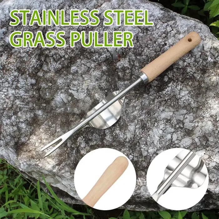 Désherbeur manuel avec fourche en forme de V, désherbeur de pelouse de jardin à long manche, extracteur de racines de jardin, outils pour l'ameublissement des sols