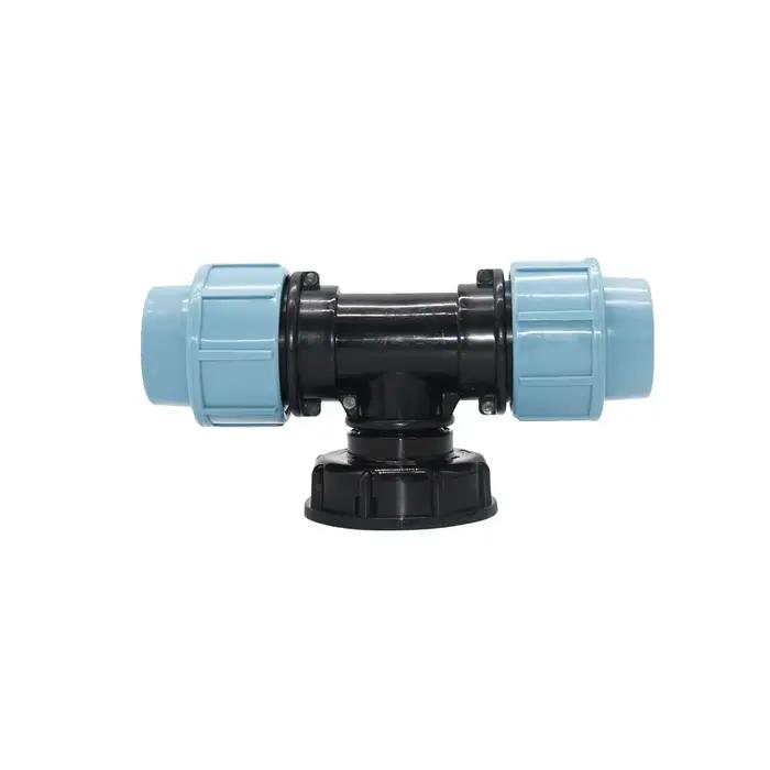 Connecteur de tube en plastique PE S60 à 20/25/32mm, coudé séparateur d'eau à 2 voies, IBC, tuyau pr