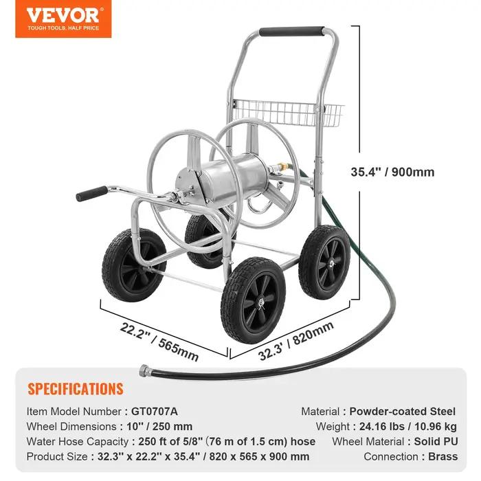 Chariot à enroulement de tuyau de 250 pieds