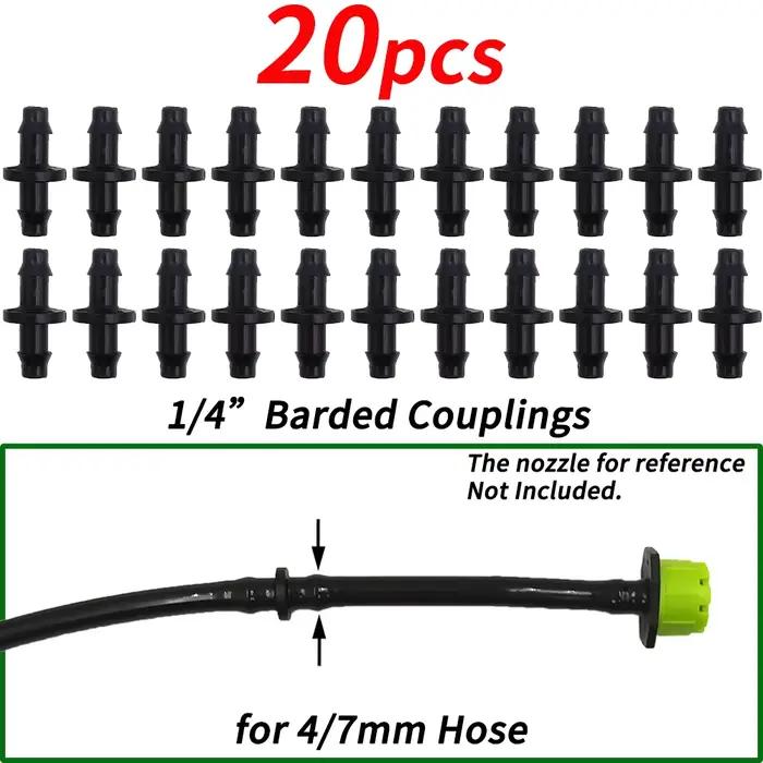 20/50/100 pièces 1/4 ''accouplement barbelé pour tube de tuyau 4/7mm Micro débit goutte à goutte Irr