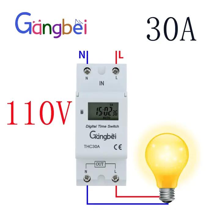 Commutateur de temps numérique Programmable hebdomadaire de 7 jours, relais de contrôle de minuterie AC 220V 230V 110V DC24V 12V THC30 30A, montage sur Rail Din