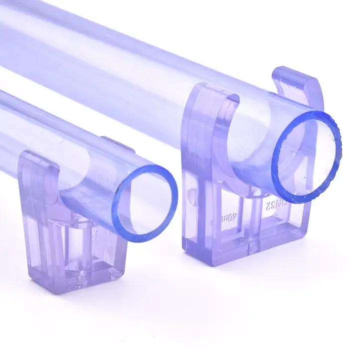 Coude de tuyau UPVC Transparent bleu, 20 ~ 63mm, droit, capuchon, té, croix, connecteur de Valve, tu
