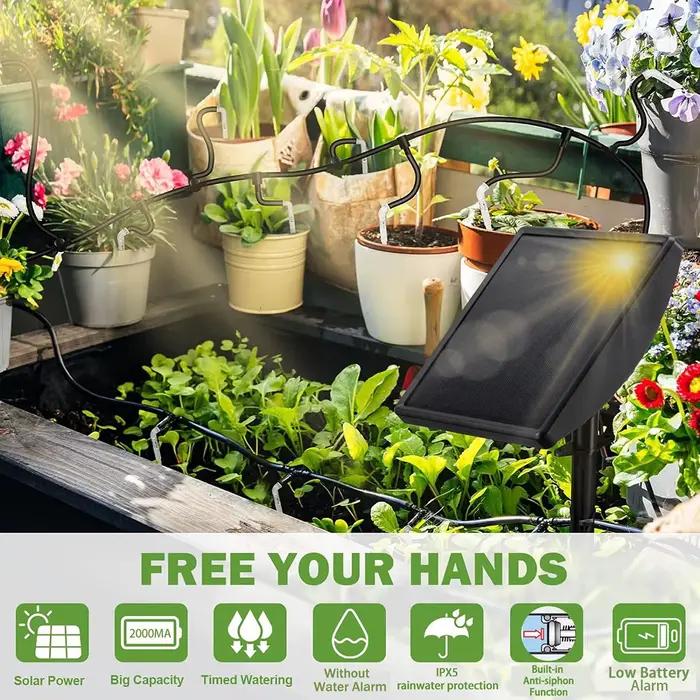Kit d'irrigation solaire intelligent avec pompe à eau pour jardin, plantes en pot, balcon, plantation automatique et économique