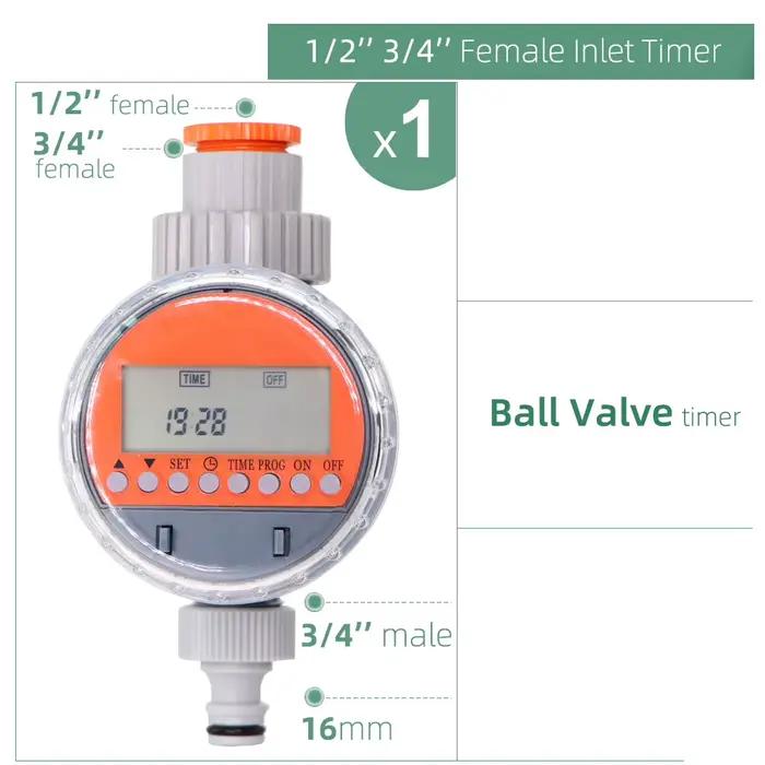 Minuterie d'arrosage avec écran LCD, vanne à bille, contrôleur d'irrigation, maison, jardin, serre,