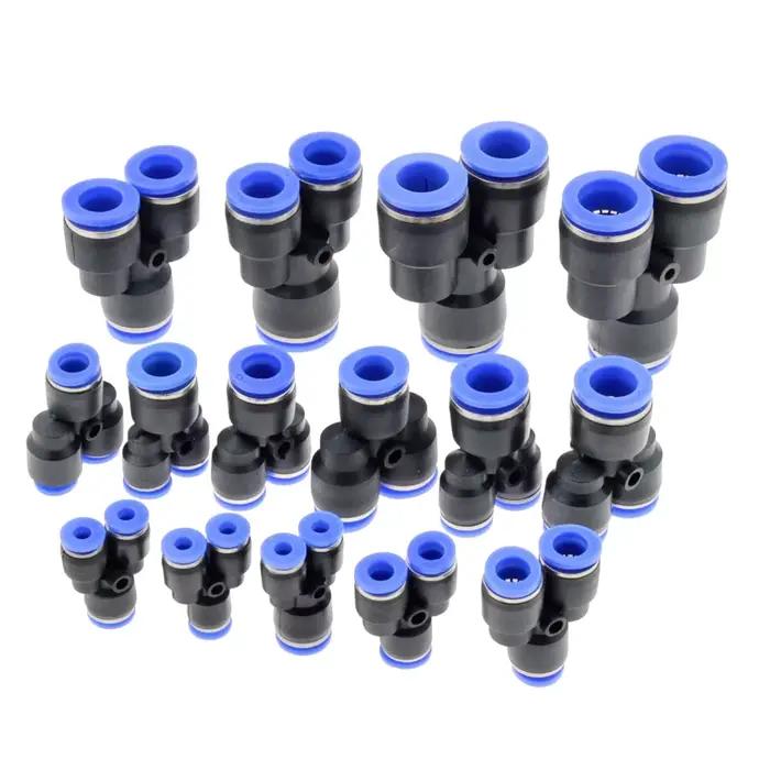 Raccords de tuyau pneumatiques WYWBEY en plastique pour irrigation et contrôle du débit avec plusieurs tailles et couleurs disponibles pour personnaliser votre système d'arrosage