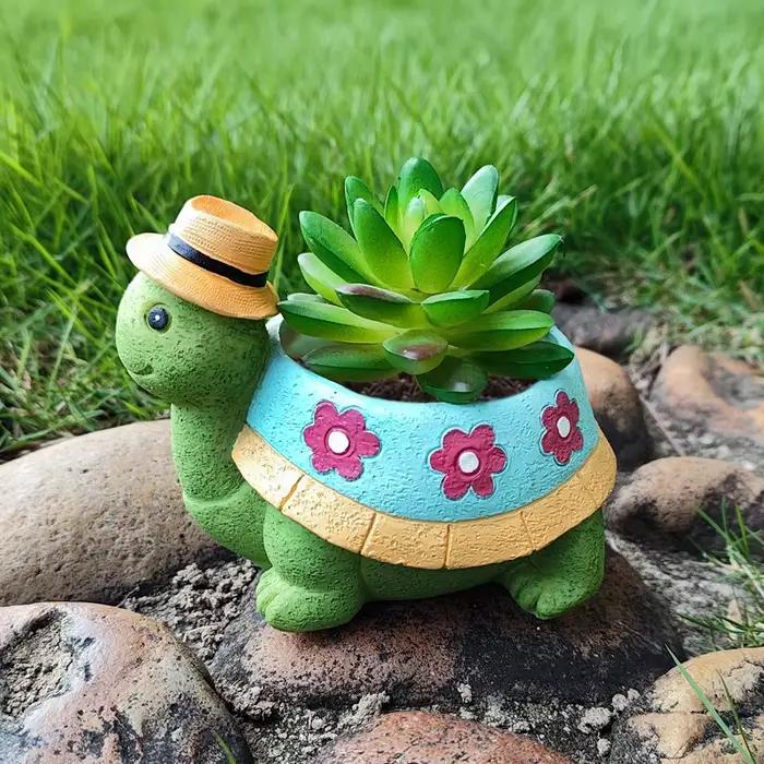 AdTosGarden-Pot de tortue succulente en résine, statue de plante, pot de fleur, cour, jardin, décora