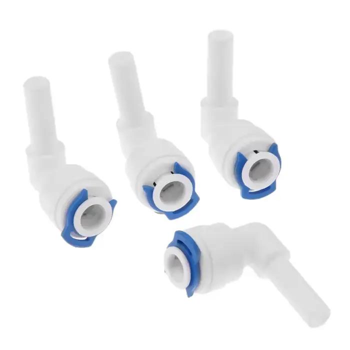 Raccord de tuyau d'eau RO, coude, raccord de tuyau 1/4 "à tuyau 1/4", système d'aquarium par osmose