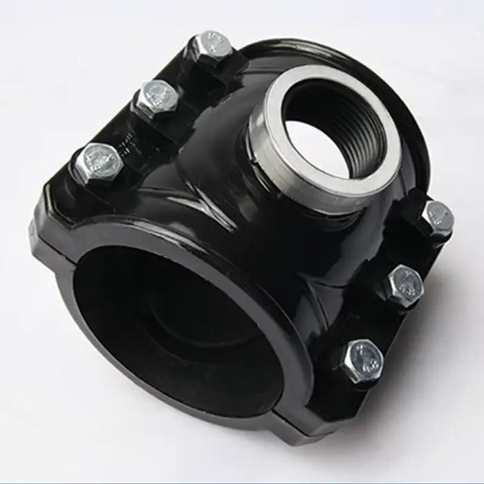 Raccord de tuyau HDPE, collier de serrage PE avec filetage en acier inoxydable 25-110 mm, raccord de