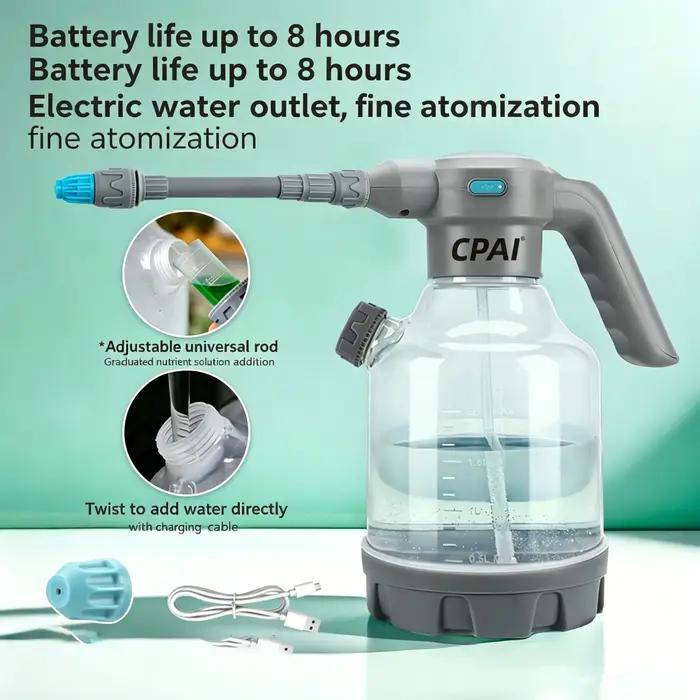 Arrosoir Électrique Rechargeable Portable 3 Litres pour Arrosage Fleurs Désinfection et Pulvérisation Pesticides Occasions Spéciales Jardinage Intérieur