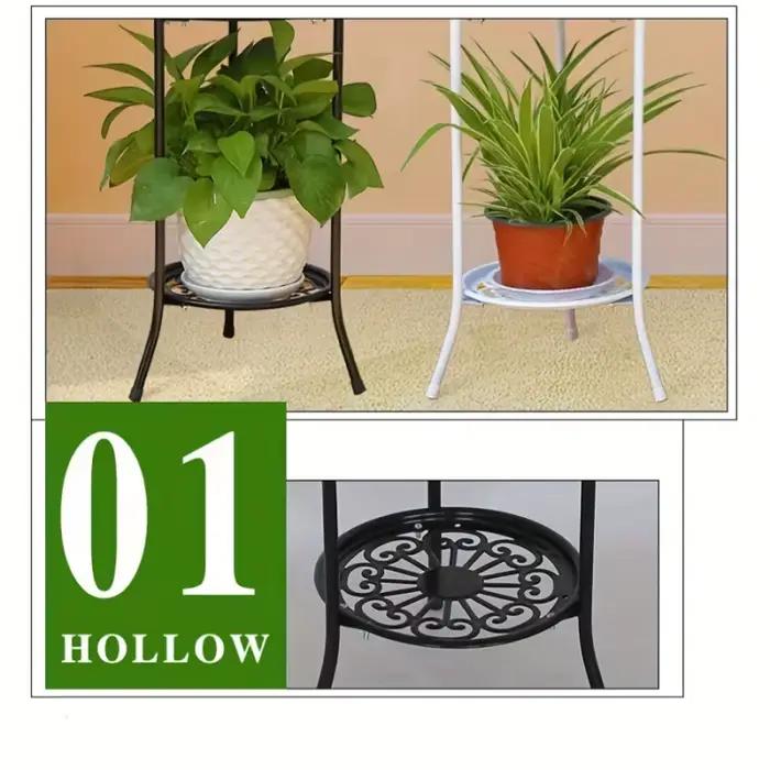 Support de Plante en Métal T1 à 2 Niveaux pour Décoration Intérieure et Extérieure, 1 Paquet