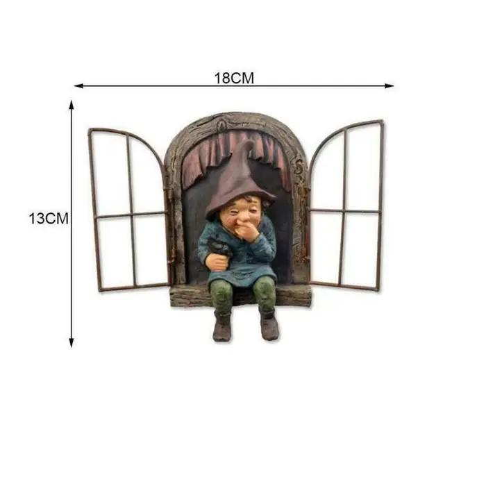 Statue de gnome de jardin coquin, elfe, câlin d'arbre, décor de cour à la maison, porte