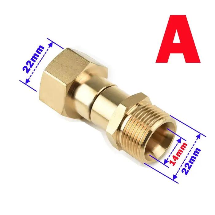 Connecteur de Joint pivotant pour nettoyeur haute pression, raccord de tuyau M22 14mm 15mm, filetage