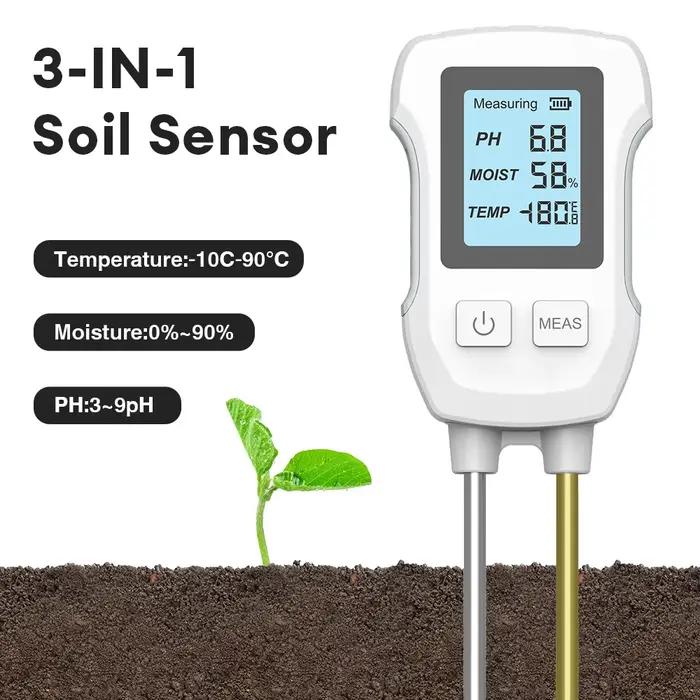 Testeur de sol 3 en 1, Test de température ambiante et d'humidité