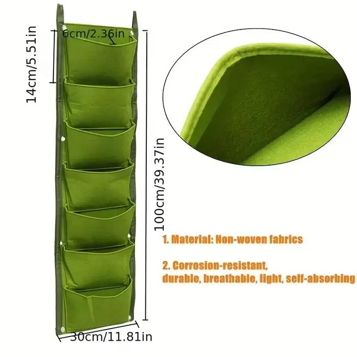 Sac de plantation de culture verticale à 7 poches, tissu feutré suspendu au mur, Pot de jardin extér