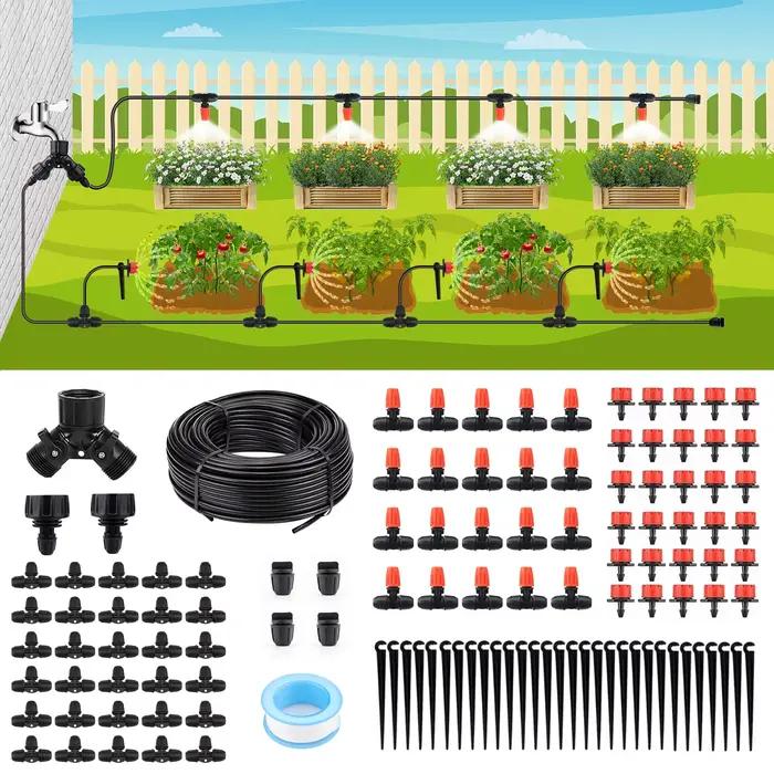 Kit d'irrigation goutte à goutte 98 pieds/29.9M, Micro système d'arrosage automobile à connexion ver