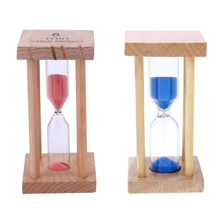 Horloge sablier en bois de hêtre rouge multifonctionnelle pour gestion du temps et décoration de bureau et maison pour enfant et adulte