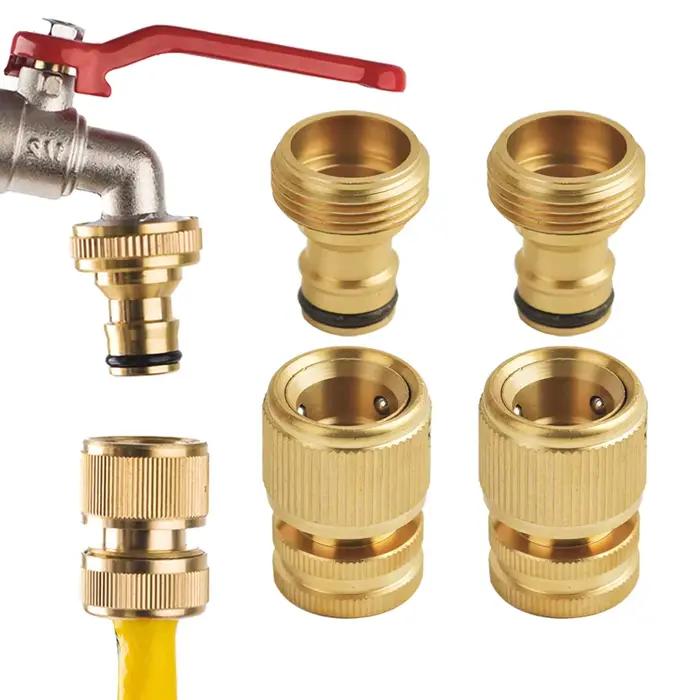 Ensemble de raccords rapides pour tuyau d'arrosage en laiton de qualité supérieure avec anneaux en caoutchouc pour éviter les fuites adapté aux robinets de 3/4" et 1/2" pour jardiniers et amoureux de la nature