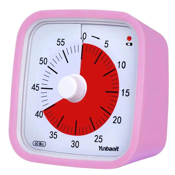 Minuteur visuel silencieux Yunbaoit de 60 minutes avec lumière nocturne pour enfants et adultes, pou